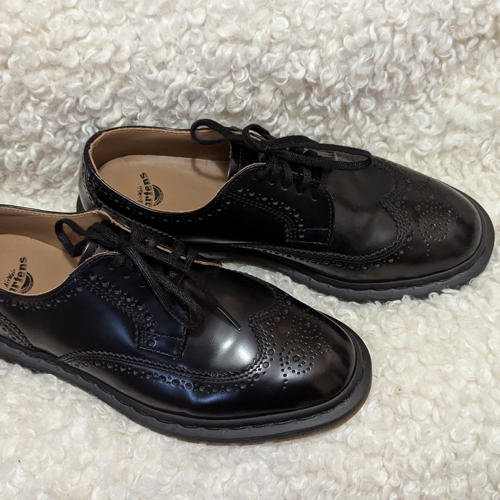 Dr. Martens Black Leather Brogue Shoes Size 36
